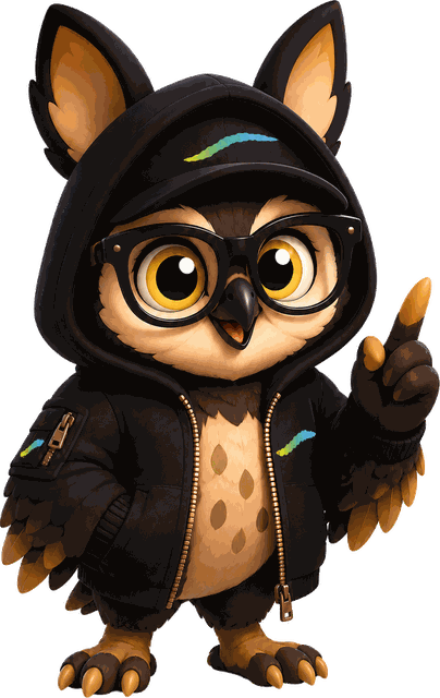 Slash, la mascotte hibou de l'agence Le Slasheur